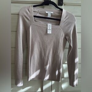 White House Black Market Beige Long Sleeve Blouse